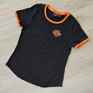 Harley Davidson Screamin Eagle Ribbed Stretchy Short Sleeve Graphic T-Shirt, Med